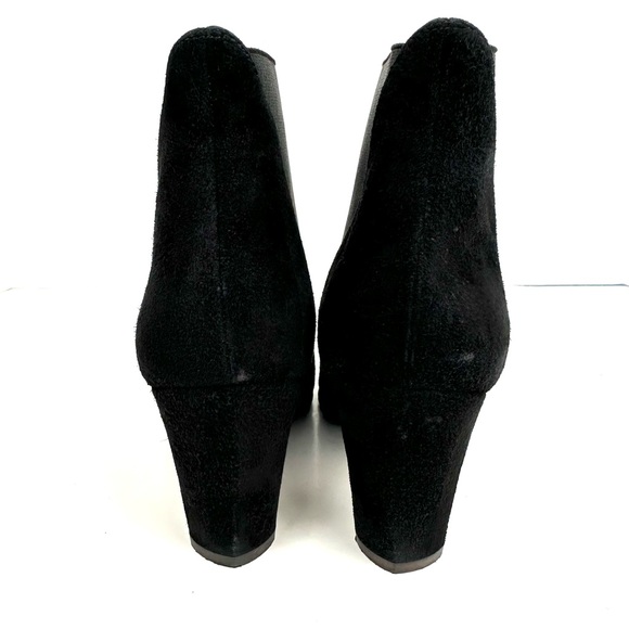 Stuart Weitzman Black Suede Leather Scoop Chelsea Ankle Boots Size 6.5 - Picture 8 of 16